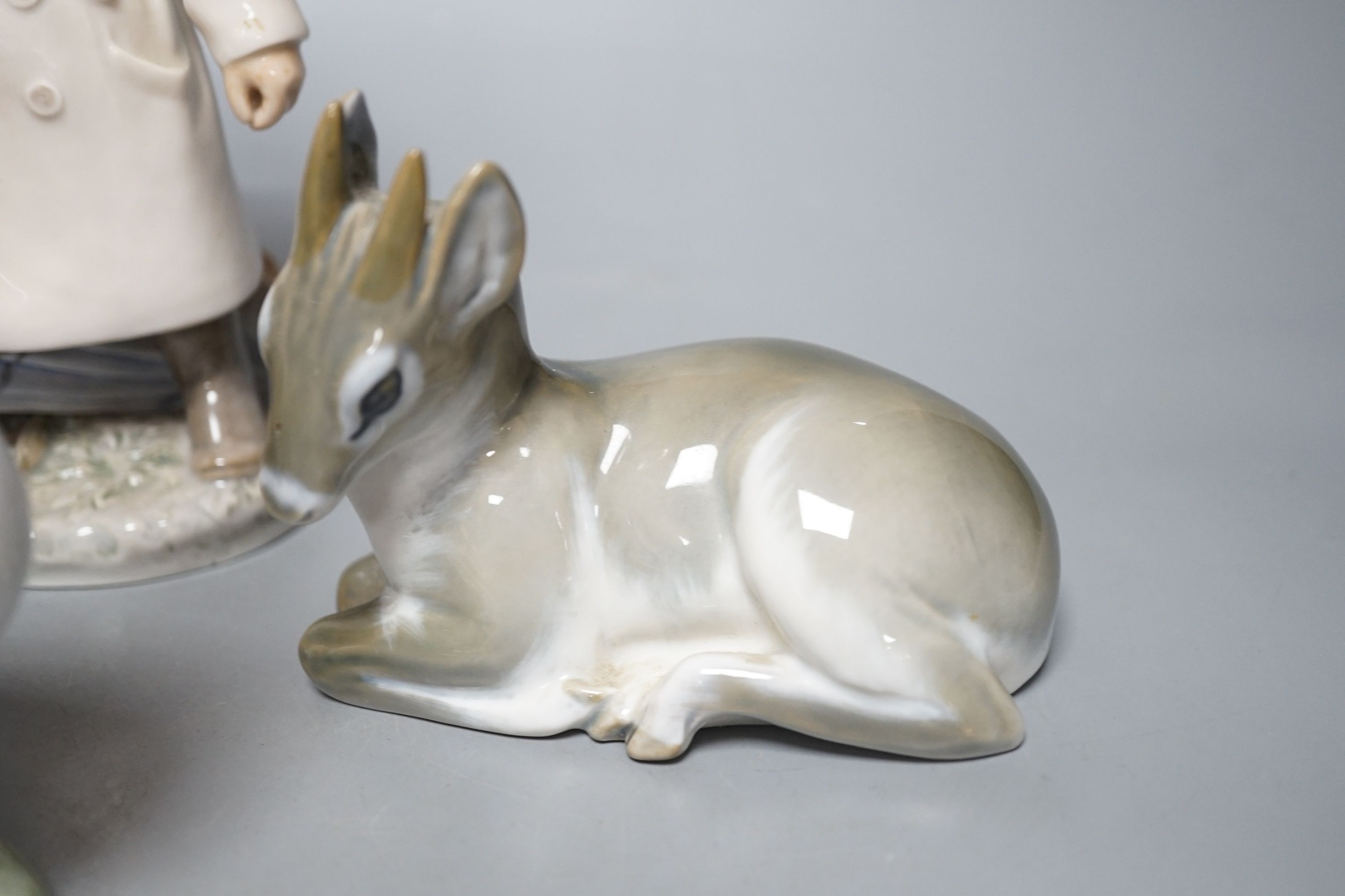 Six various Royal Copenhagen groups of animals and birds, including a goose